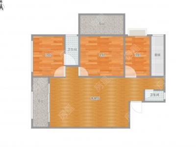 3室2廳2陽臺 同德昆明廣場B區(qū)