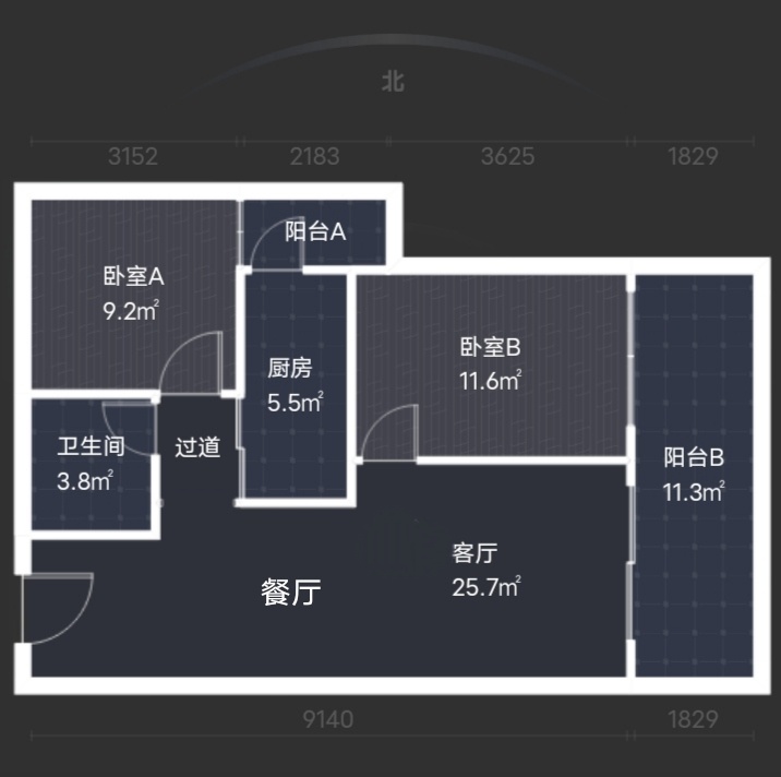 2室2廳1陽(yáng)臺(tái) 碧桂園北城映象立春苑戶型圖
