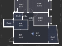 3室2廳1陽臺 東驤神駿一期戶型圖