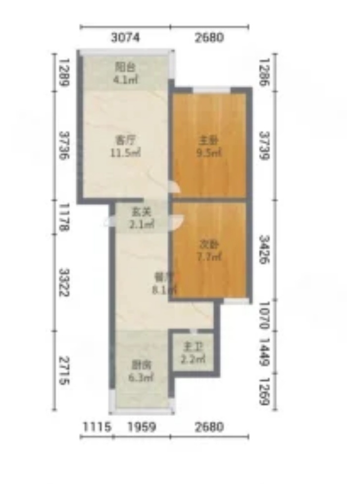 2室2廳 秋苑小區(qū)戶型圖