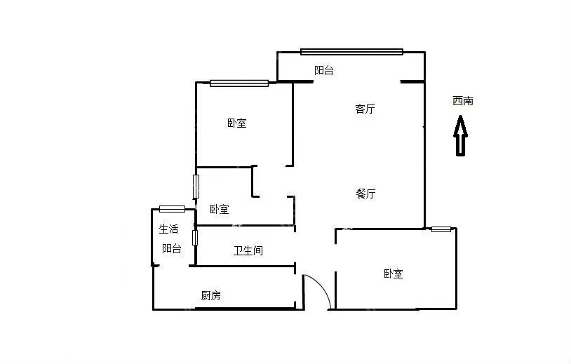 3室2廳1陽臺 華潤悅府三期戶型圖