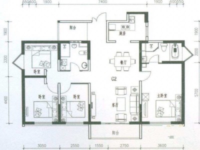 4室2廳1陽臺 新亞洲星宇園戶型圖