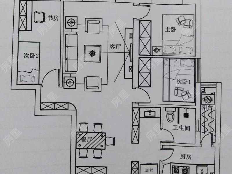 3室2廳1陽(yáng)臺(tái) 正大紫都城戶型圖