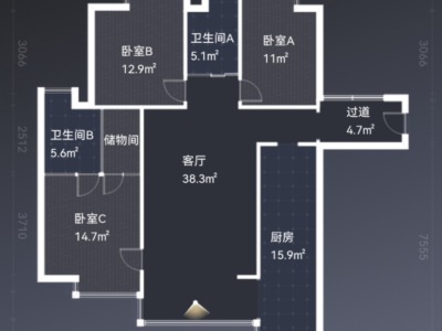 3室2廳 實(shí)力北岸