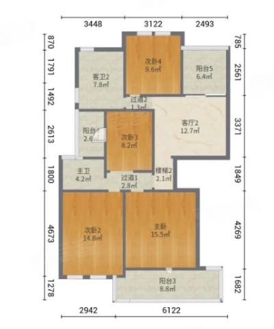 6室2廳3陽臺 東鳴佳苑別墅戶型圖