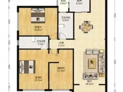 3室2廳1陽臺 西南海天璽苑