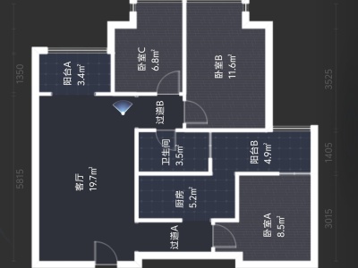 3室2廳2陽(yáng)臺(tái) 盛高大城二期