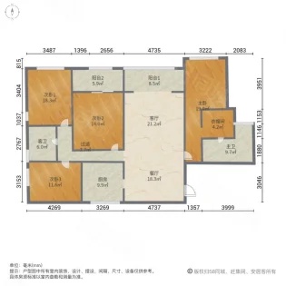 4室2廳2陽臺(tái) 七彩俊園戶型圖