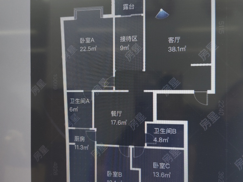3室2廳2陽臺(tái) 德瀛華府戶型圖