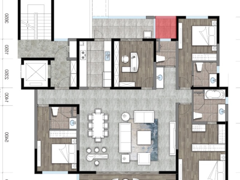 4室2廳3陽臺 華夏四季二期戶型圖