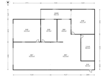 3室2廳1陽(yáng)臺(tái) 同德昆明廣場(chǎng)B區(qū)戶型圖