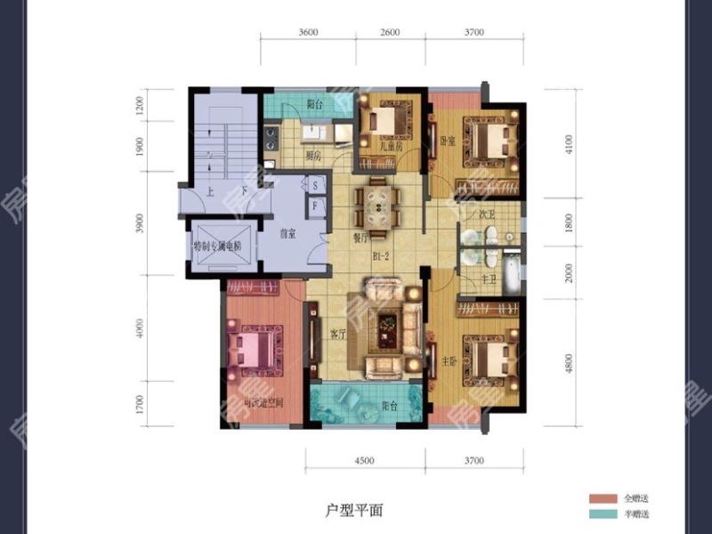 4室2廳1陽臺 海埂悅府戶型圖
