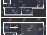2室2廳2陽(yáng)臺(tái) 濱江俊園香儂組團(tuán)戶型圖
