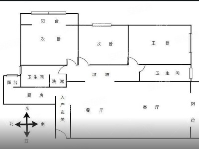 3室2廳2陽(yáng)臺(tái) 上東城戶型圖