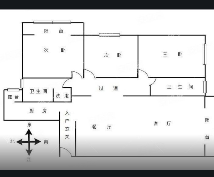 3室2廳2陽(yáng)臺(tái) 上東城戶型圖