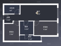 2室1廳1陽臺(tái) 中海學(xué)府路8號(hào)戶型圖