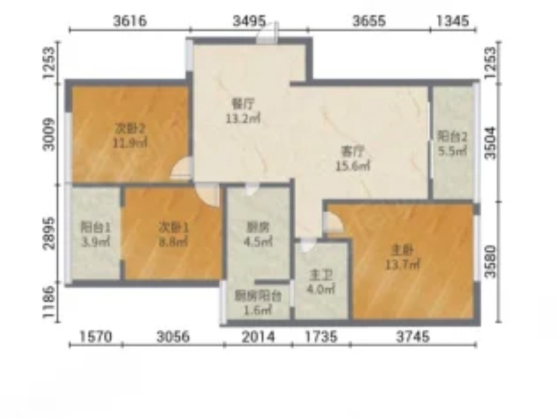 3室1廳1陽臺(tái) 實(shí)力郡城戶型圖