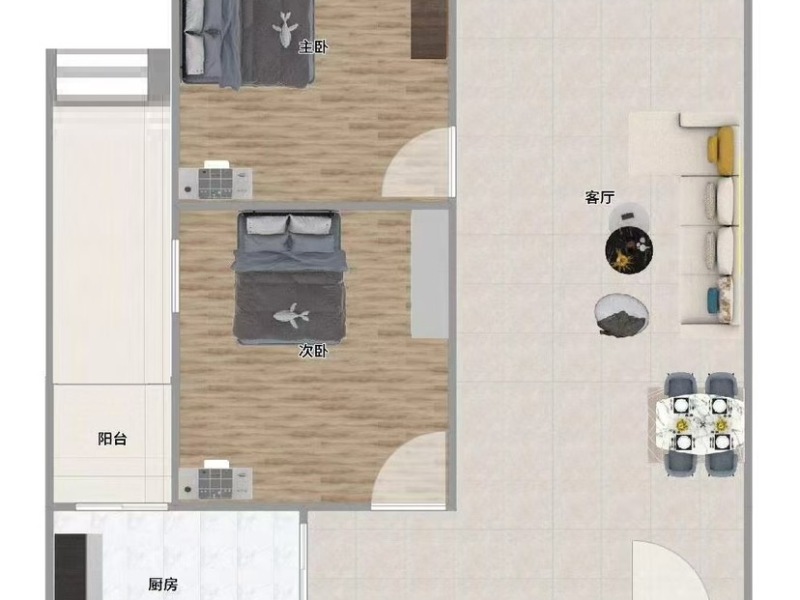 2室2廳1陽臺(tái) 人民路壹號(hào)廣場(chǎng)(壹號(hào)歡樂城)戶型圖