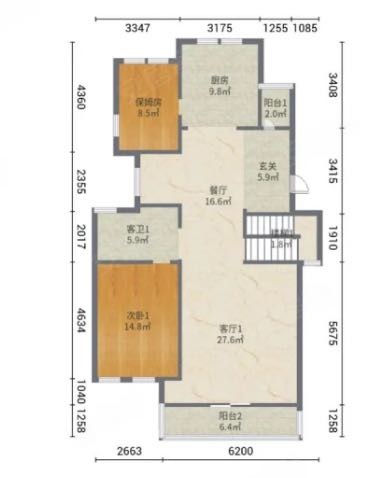 6室2廳3陽臺 東鳴佳苑別墅戶型圖