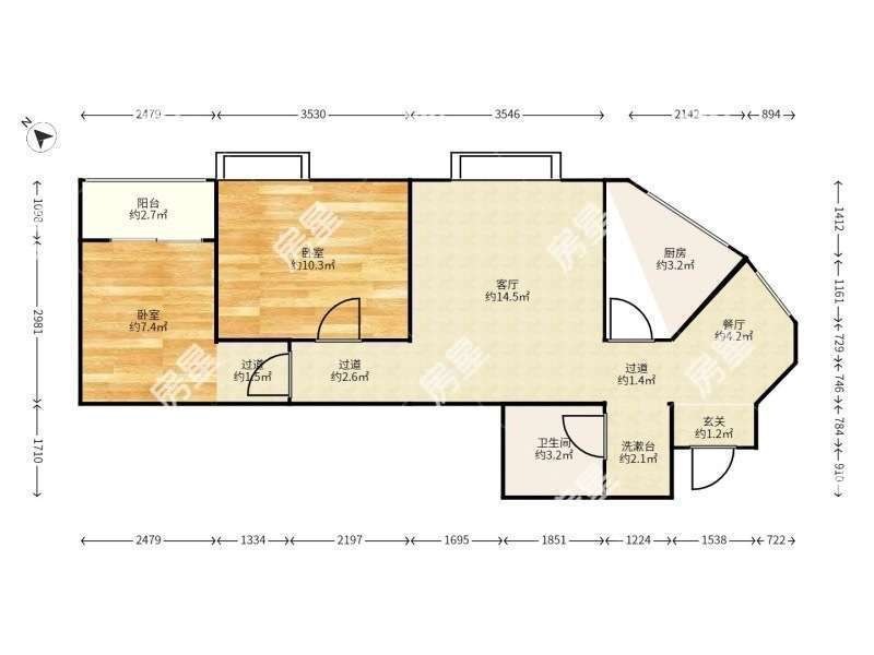 2室1廳1陽臺 金色俊園客廳