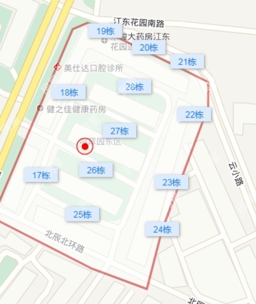 1室1廳 江東鳴翠園東區(qū)小區(qū)平面圖