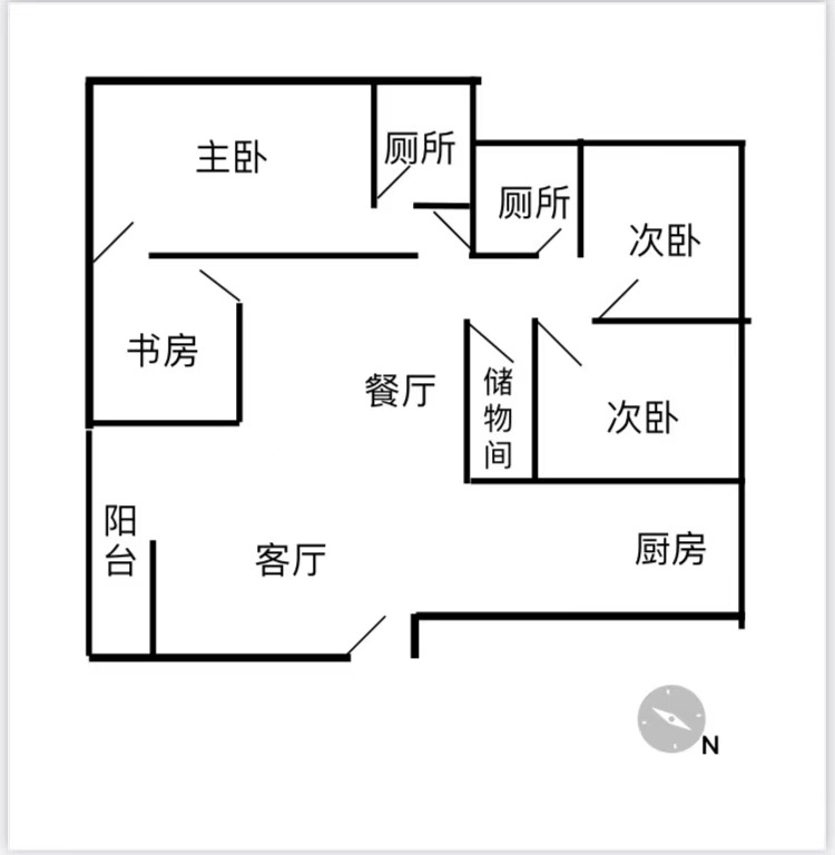 4室2廳2陽臺 華都花園A區(qū)戶型圖