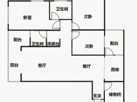 3室2廳1陽臺 溪畔麗景戶型圖