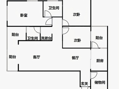 3室2廳1陽臺 溪畔麗景戶型圖