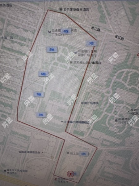 1室1厅1阳台 同德昆明广场B区小区平面图