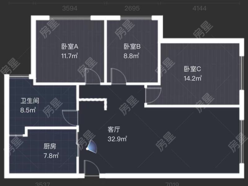 3室2廳2陽(yáng)臺(tái) 國(guó)茶港戶型圖