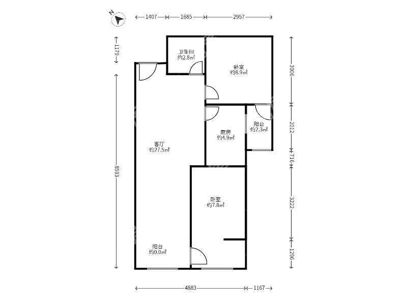 2室2廳1陽(yáng)臺(tái) 碧海秋月戶(hù)型圖