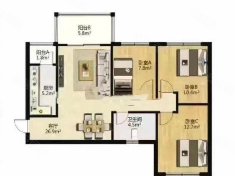 3室2廳 中海云著戶型圖