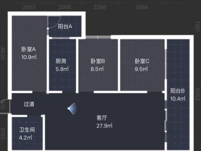 3室2廳2陽(yáng)臺(tái) 瑞鼎城二期戶型圖