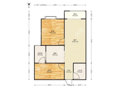 2室2廳1陽臺 同德昆明廣場B區(qū)