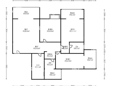 3室2廳2陽臺 潤城二區(qū)