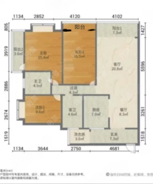 3室2廳2陽(yáng)臺(tái) 春城慧谷B區(qū)自家花園