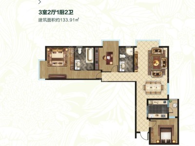 3室2廳1陽臺 米蘭春天