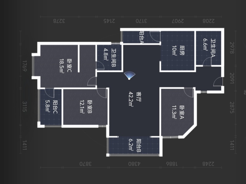 3室2廳 金坤尚城祥和里戶型圖