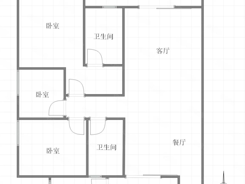 3室2廳2陽臺 俊發(fā)城百合苑戶型圖