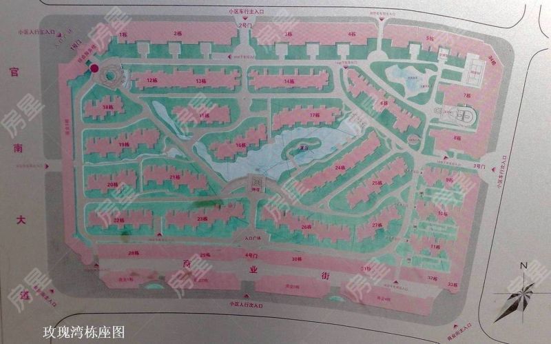 3室2廳2陽臺(tái) 玫瑰灣小區(qū)小區(qū)平面圖