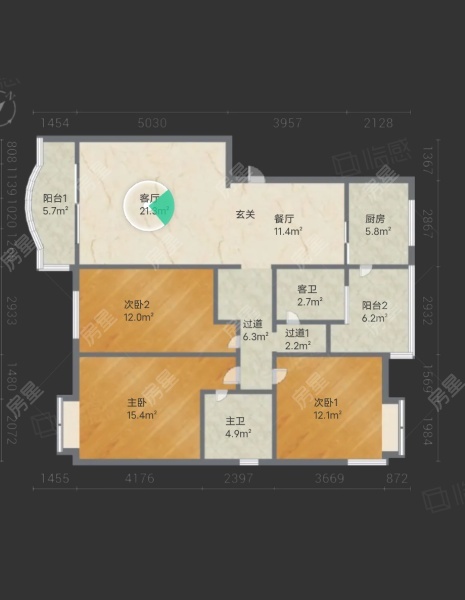 3室2廳2陽臺 云大小區(qū)戶型圖