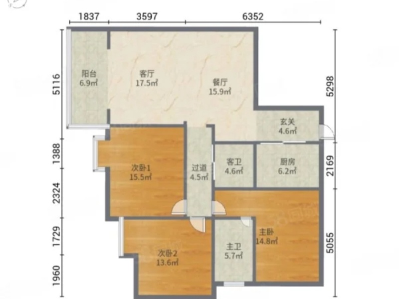 3室2廳1陽臺 金泰上苑戶型圖