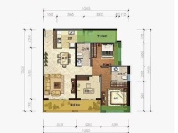 3室2廳1陽(yáng)臺(tái) 藍(lán)光水岸公園戶型圖