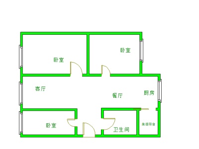 3室2廳1陽(yáng)臺(tái) 鐵合金廠宿舍戶型圖
