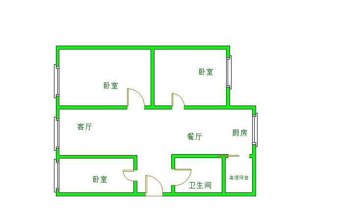 3室2廳1陽(yáng)臺(tái) 鐵合金廠宿舍戶型圖