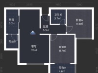 2室2廳1陽臺(tái) 滇池印象花園戶型圖