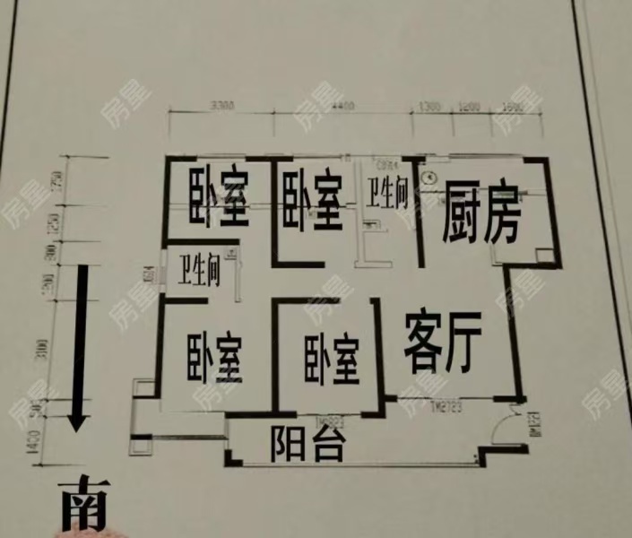 4室2廳2陽臺 中鐵水岸青城A2地塊戶型圖