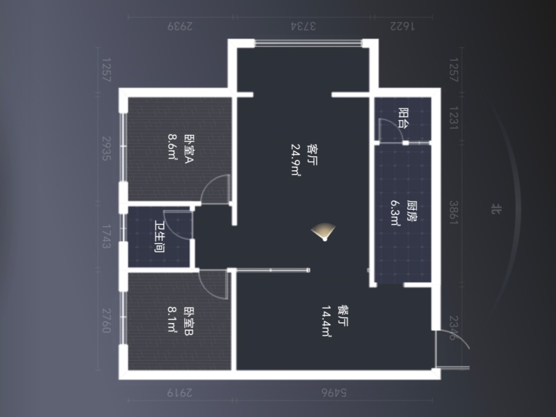 2室2廳2陽臺 碧雞名城戶型圖