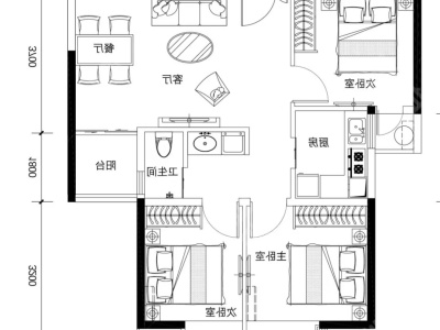 3室1廳1陽臺(tái) 山海灣