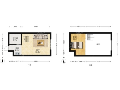 1室1廳1陽(yáng)臺(tái) 可樂(lè)公寓戶型圖
